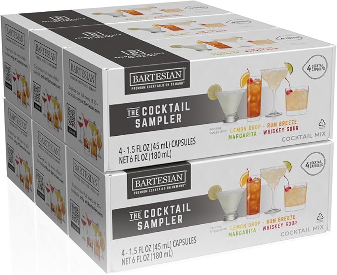 Bartesian Sampler 24-Pack for Cocktail Machine – Home Bar Mixology Cocktails Mix Pod Capsule Set To Use With the Cocktail Drink Maker Machine