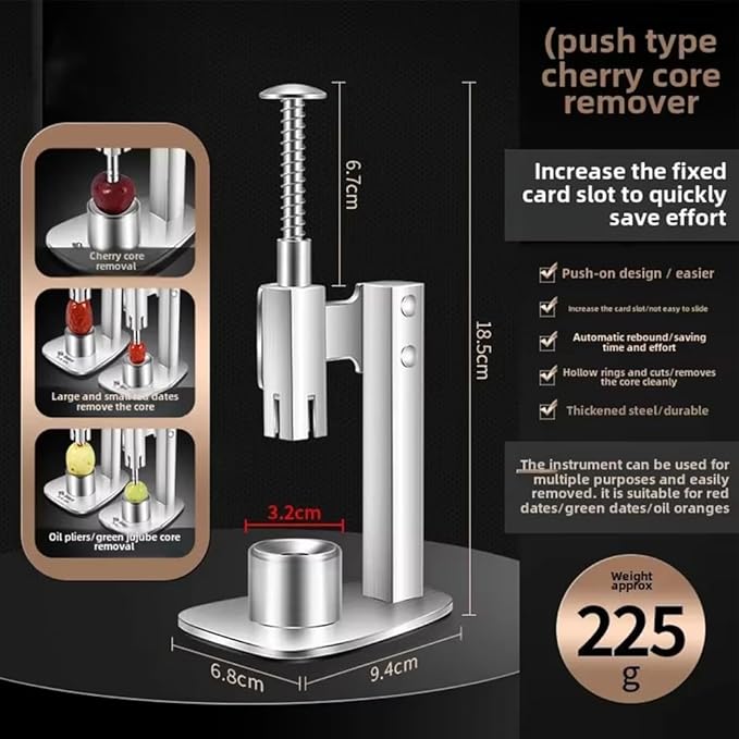Cherry Pitter Remover Tool Stainless Steel Manual Jujube Pitter, Portable Cherry Core Remover Push Out Pit Remover Tools, More Labor Saving