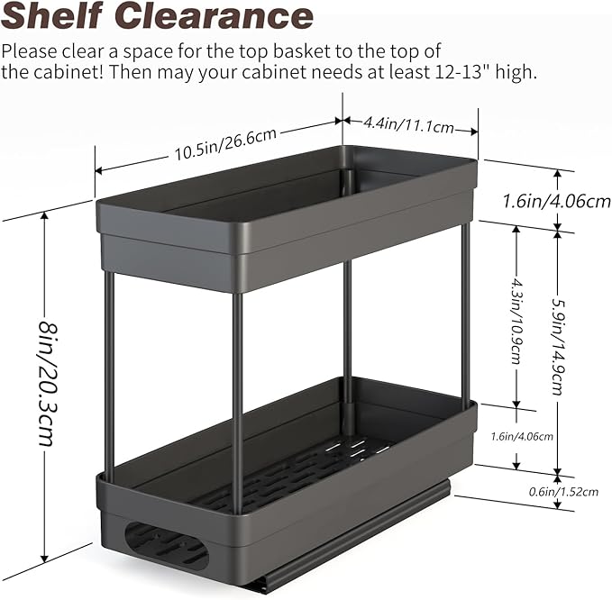 Pull Out Spice Rack Organizer for Cabinet,2-Tier Slide Out Spice Racks Organizer,Easy Installation Cabinet Organizer Seasoning Kitchen Organizer,4.4''Wx10.5''Dx8.26''H,3Pack