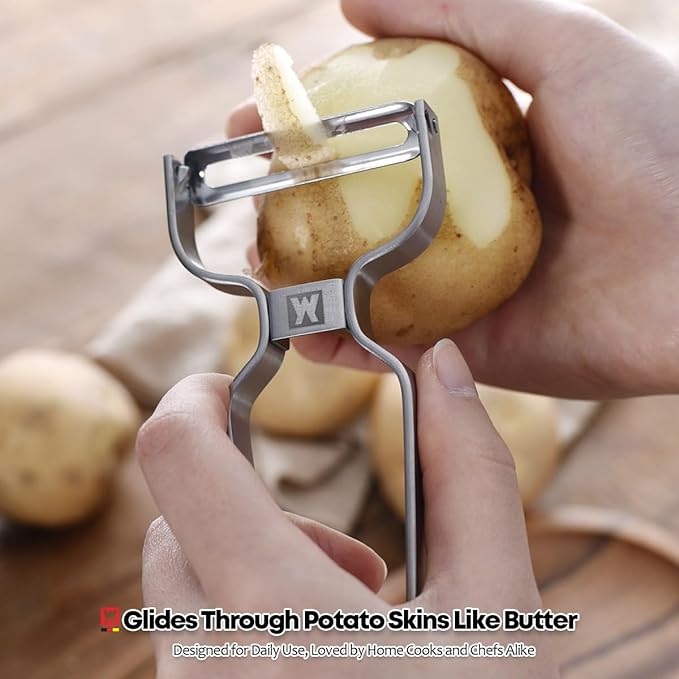 100% SUS304 Stainless Steel Potato Peeler, Vegetable Fruit Peeler, Durable Non-Slip Ergonomic Grips, Minimalist Y-Shaped Design, Rust-Proof, Dual-Edged Blades