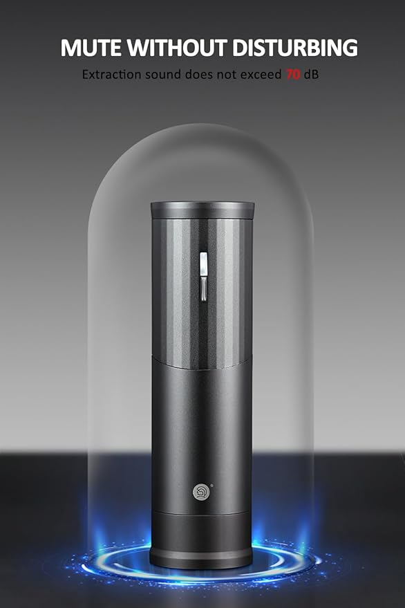 Electric Coffee Grinders, Portable Burr Grinder Capacity 50g w/Magnetic Cover,External Adjustable Setting, Aluminum Alloy Body, 800mAh Battery(Stand not Included) Silver