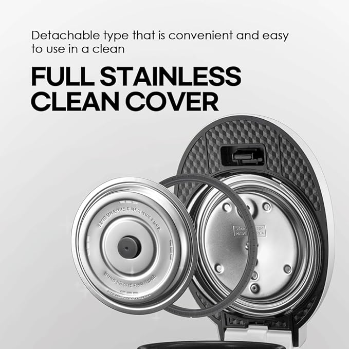 CRT-RPK0641MUS | 2.1 Ultra High-Pressure Induction Heating Rice Cooker 6 Cup (Uncooked) (1.14 quarts): 6 person serving / per use| Full Stainless Power Lock System | Auto Steam Clean | Voice Guide | Made in Korea | Dark Silver