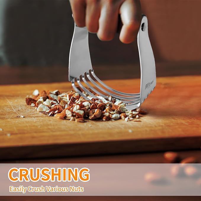 ALLTOP Stainless Steel Bench Scraper and Pastry Blender Cutter Set, Efficient Multipurpose Kitchen Baking Essential Tool with Comfortable Grip Handle-Perfect for Nut, Pie and Dough Processing - Black