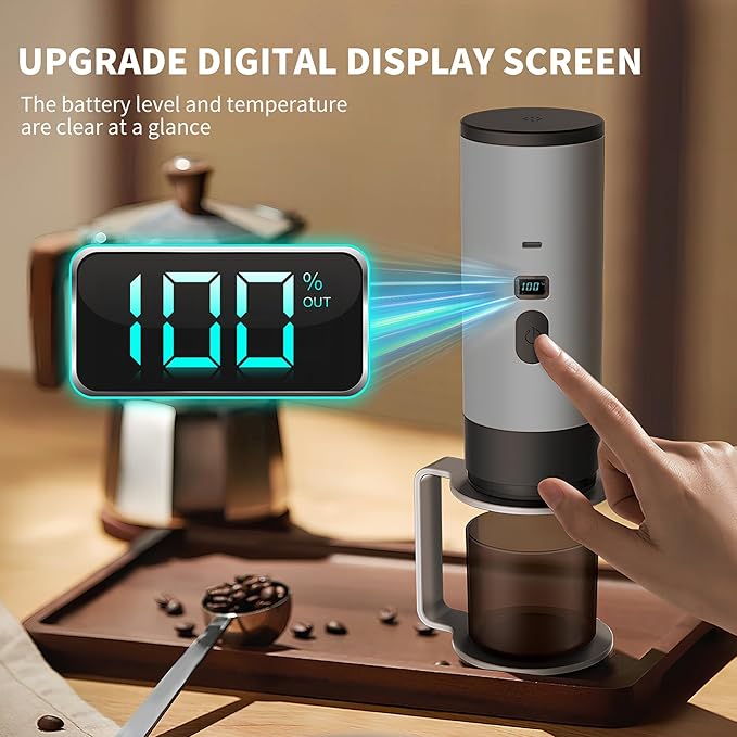 Portable Coffee Maker Espresso Machine for Travel Nano Car Coffee Maker Compatible with Ground Coffee & Capsule for RV, Hiking Camping Office, Travel Espresso Maker Electric Gray