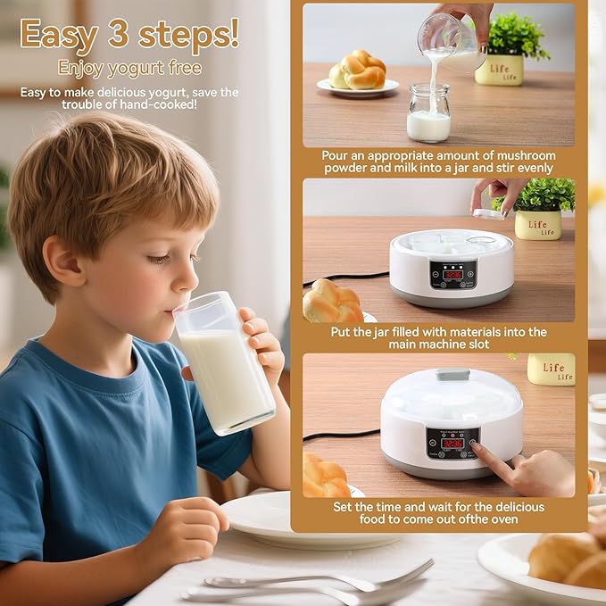 Yogurt Maker Machine 36 Hour, Probiotic Yogurt Maker with Temperature Control and 36 Hour Timer, 1.2L Yogurt Machine with LCD Display, Multi-Function Yogurt Machine for Home Use