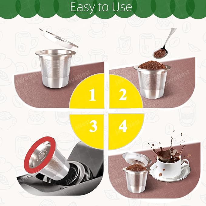 6 Pack Reusable K Cups for Keurig 2.0 & 1.0, Stainless Steel Reusable Coffee Pods for Keurig, Keurig Reusable Pods, Refillable Coffee Filter with Scoop & 6 Extra Seals, Eco-Friendly, BPA-Free