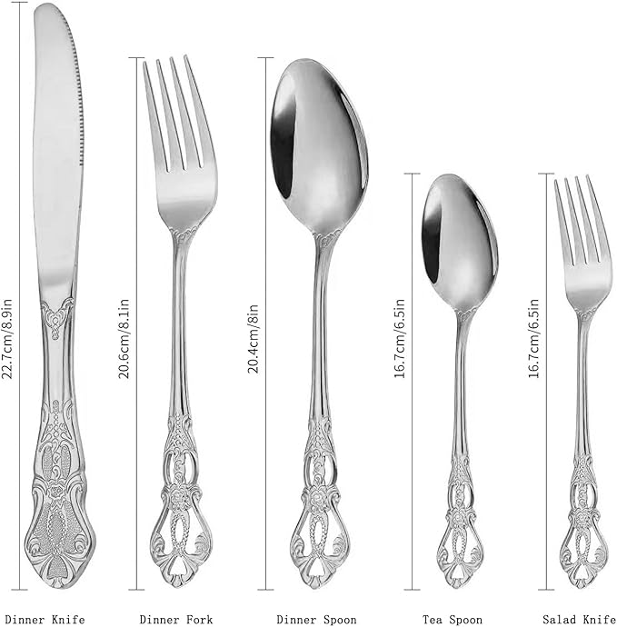 Silverware Set for 2, MIKIWAY 10 Pieces Stainless Steel Flatware Set, Cutlery Tableware Set, Kitchen Utensils Set Include Spoons And Forks Set, Mirror Polished, Dishwasher Safe