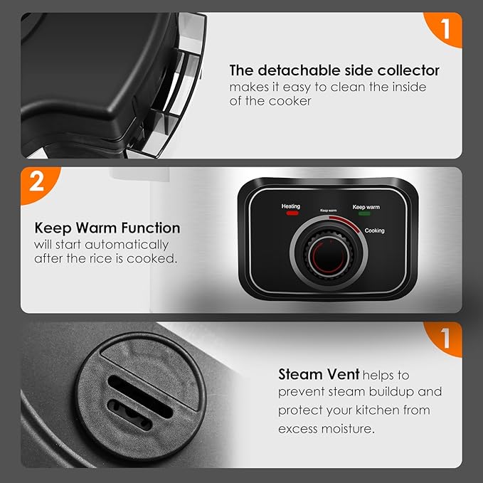 13L Commercial Rice Cooker Large Rice Cooker 50Cup(Cooked)/25Cup (Uncooked), 1850W Rice Cooker for Restaurant Canteen Party Commercial Rice Warmer for 24H