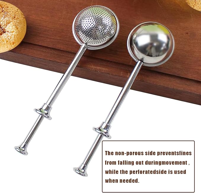 Flour Duster for Baking, Powdered Sugar Flour flour Sifter powdered sugar shaker duster Stainless Steel Spring Loaded One-Handed Duster Flour Dispenser Shaker for Powdered Sugar Spices & Tea Filtering