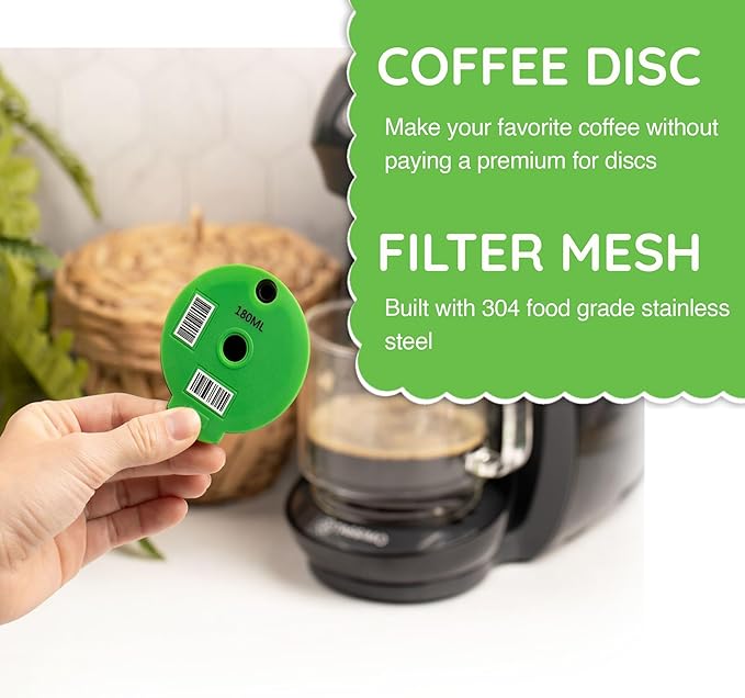 My-Cap Reusable Coffee Capsule Disc with Silicone Lid - Coffee Disc & Filter Set for Bosch Tassimo Brewer - Make Your Own Coffee Pod Discs - Reuse & Refill