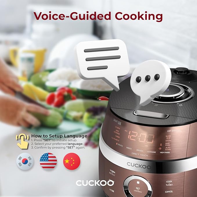 CUCKOO CRP-JHR1009F 10-Cup (Uncooked) / 20-Cup (Cooked) Induction Heating Pressure Rice Cooker with Nonstick Inner Pot, 16 Menu Options, Fuzzy Logic Tech, 3 Voice Guide, Auto Clean (Copper/Black)