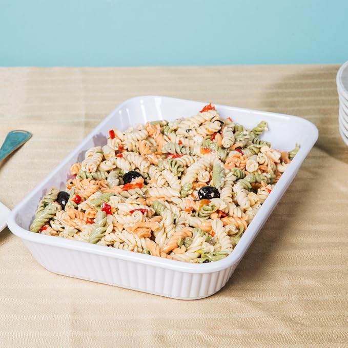 Oven to Table White Casserole Porcelain Baking Dish with Iron Rack, Nonstick Large Rectangular Meal Prep Cookware Dish, 1-Quart Baker Ovenproof Pan