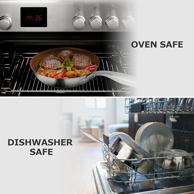 duxtop Ceramic Nonstick Frying Pan 8" Stir Fry Pan Skillet with Stainless Steel Handle, PFAS Free, Dishwasher & Oven Safe, All Stovetops & Induction Compatible