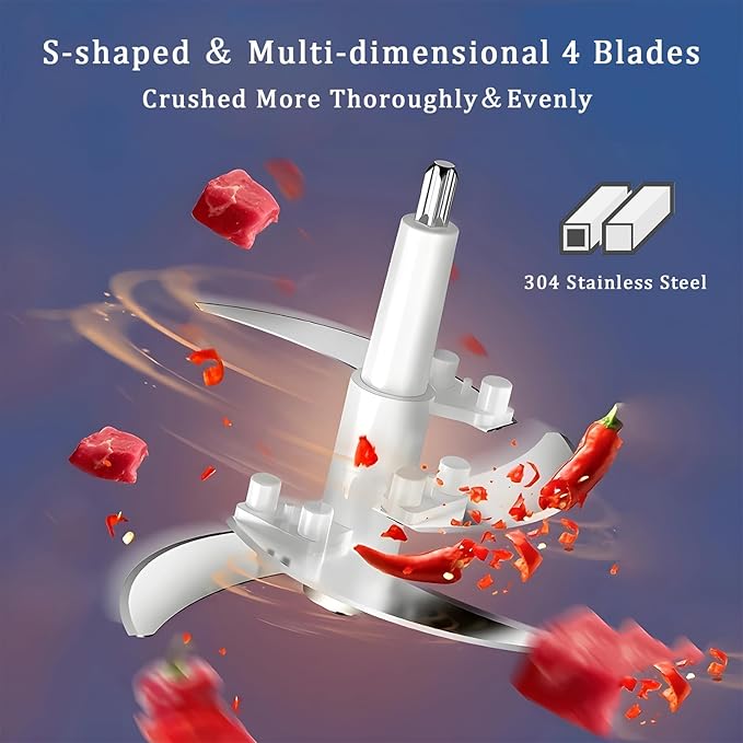 Electric Food Processor, 500W Vegetable Chopper Meat Grinder with 8cups/2L Glass Bowl & Timer, Electric Garlic Chopper Veggie Cutter with 3 Speeds&4 Blades, Kitchen Blender Mixer for Pet&Baby Foods