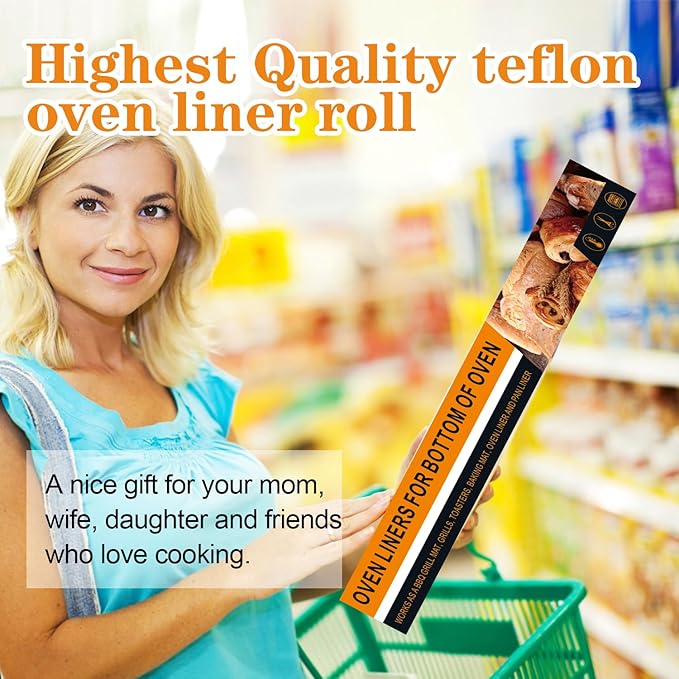 UBeesize 75 Inch Roll Reusable Copper Oven Liners for Bottom of Oven,Thick Heavy Duty Non Stick Teflon Oven Mats Cut to Custom Fit Electric, Gas, Toaster,Convection, Microwave Ovens and Grills