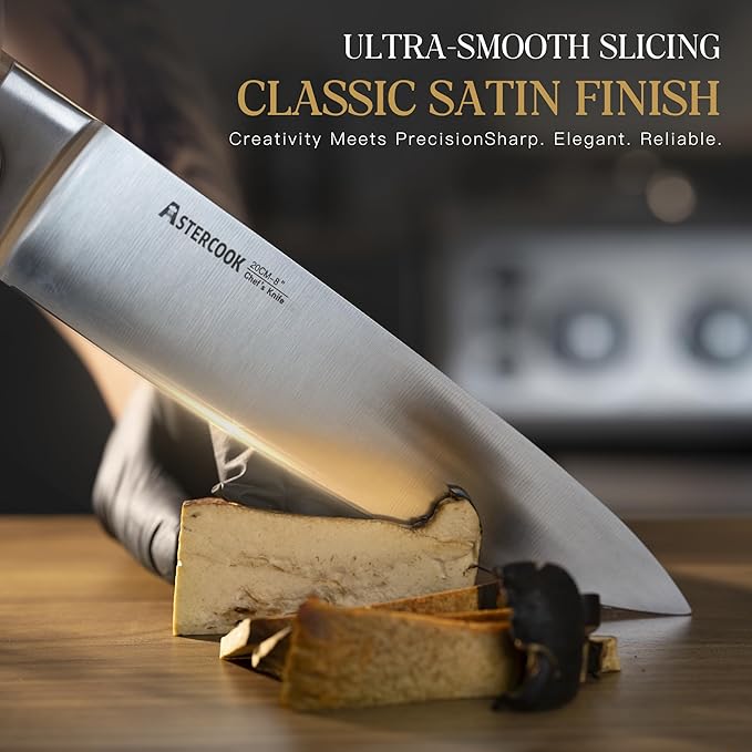 Knife Set, Astercook 17-Pieces Forged Kitchen Knife Block Set – Full-Tang Stainless Steel Knives, Forged Triple Rivet, Luxury Walnut Handles, Gift-Ready Collection