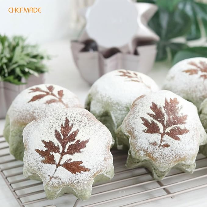 CHEFMADE Octagon Star Pandoro Shape Cake Pan, 5-Inch 4Pcs Non-Stick Cake Bread and Meat Bakeware for Oven and Instant Pot Baking (Champagne Gold)