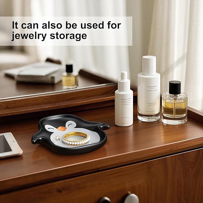 Penguin Spoon Rest for Stove Top – Ceramic Utensil Holder for Kitchen Counter – Cute Cooking Spoon Rest, Spatula Holder, Snack Dish – Unique Kitchen Gift for Holidays, Housewarming