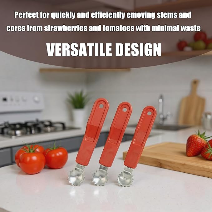 Strawberry Tomato Corer Huller Stem Remover, Kitchen Food Prep Tool, 3 Pack