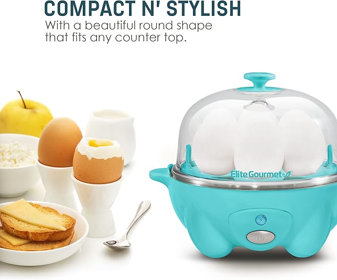Elite Gourmet Easy Electric 7 Egg Capacity Soft, Medium, Hard-Boiled Cooker Poacher, Scrambled, Omelet Maker with Auto Shut-Off and Buzzer, BPA Free