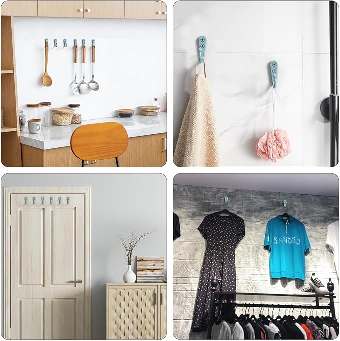 15 Pcs Black Wall Mounted Coat Hooks, Hanger Hook with 30 Pieces Screws for Towel, Key, Robe, Scarf, Bag, Cap, Coffee Cup, Mugs(Bule)