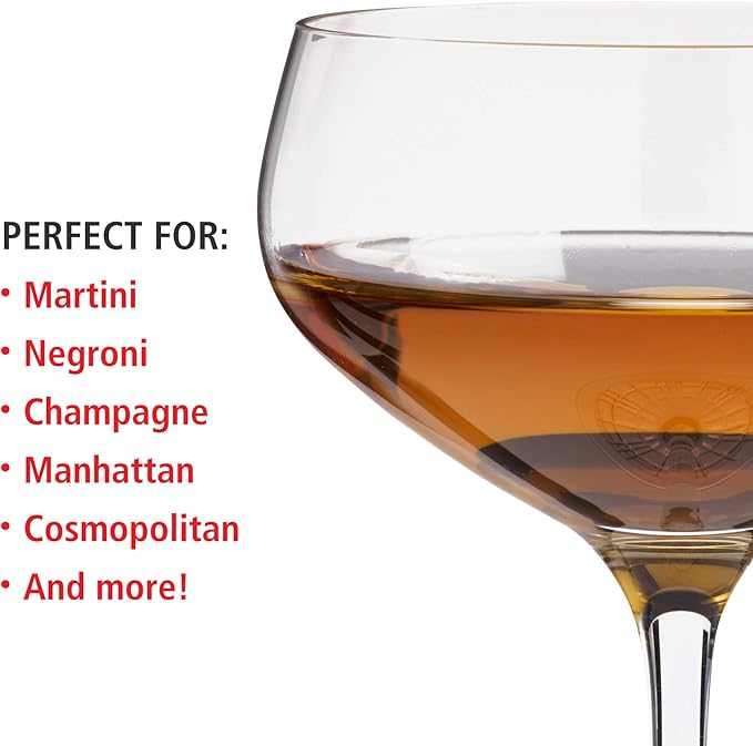Spiegelau Prefect Coupette Cocktail Glasses, Coupe Martini Glasses, Stemmed Drinkware, European Crystal, Drinkware Glass Set of 4, 8.3 oz.