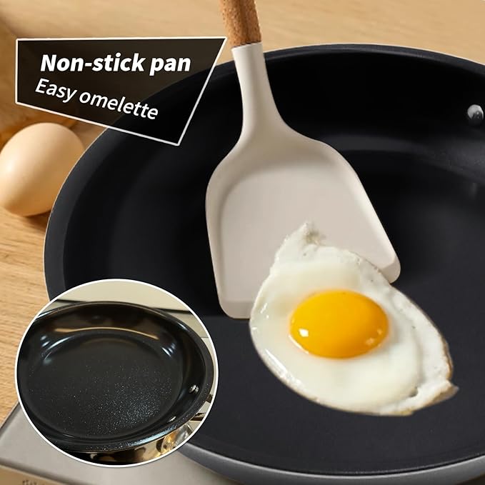 12" Nonstick Ceramic Frying Pan with Lid - PFOA & PTFE-Free, Oven & Broiler-Safe - Thick 2.5mm Four-Layer Construction, Anti-Scalding Handle for All Stovetops (Induction/Gas etc)