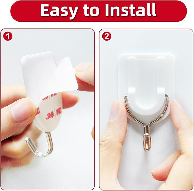 10 Wire Hooks for Hanging Heavy Duty with Strips no Damage,Adhesive Wall Hook Small, removalbe Large Sticky Bulk, for Key, Coat, Towel, Outdoor, hat