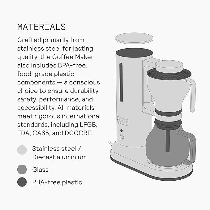 aarke Coffee Maker - Electric 10 Cup / 42 fl oz Drip Brewer with Automatic Drip-Stop, Glass Carafe, Brews Full Pot in Under 6 Minutes, SCA certified, Matte Black