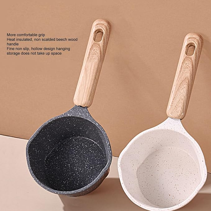 Mini Milk Warmer Pot, 9.5oz/280ml Nonstick Sauce Pan Butter Melting Pot for Stove Top, Small Coffee Milk Warmer Pots with Pour Spout for Home Kitchen Restaurant (Black)