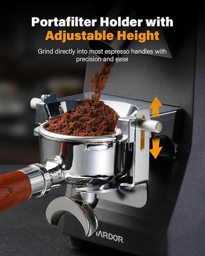 SHARDOR 64mm Flat Burr Commercial Coffee Grinder, Precision 100-Level Grind Settings, LED Touchscreen Interface, Die-Cast Aluminum Housing, 17.6oz Hopper, Anti-Static Technology