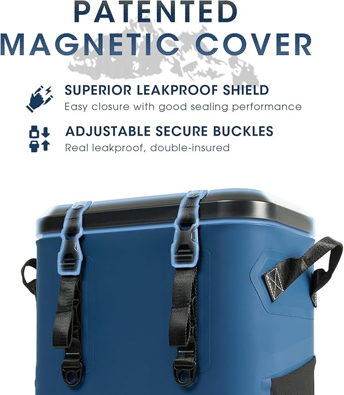 Magnetic Backpack Cooler Bag, Cold Retention Soft Coolers 30 Can Insulated Soft Sided Cooler with Waterproof Bag