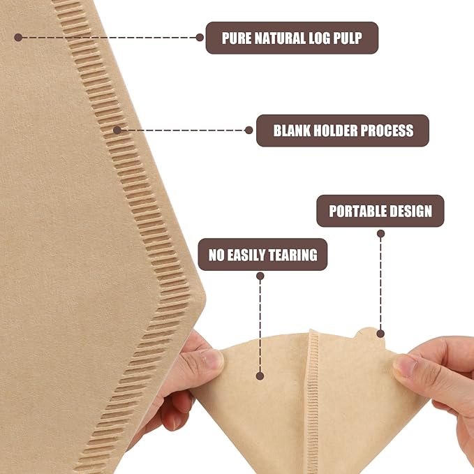 100 Count #4 Cone Coffee Filters 8-12 Cups, Disposable Natural Coffee Filters 4 Cone Paper Unbleached 4 Filters Paper Compatible with Ninja, Drip and Pour Over Coffee Maker