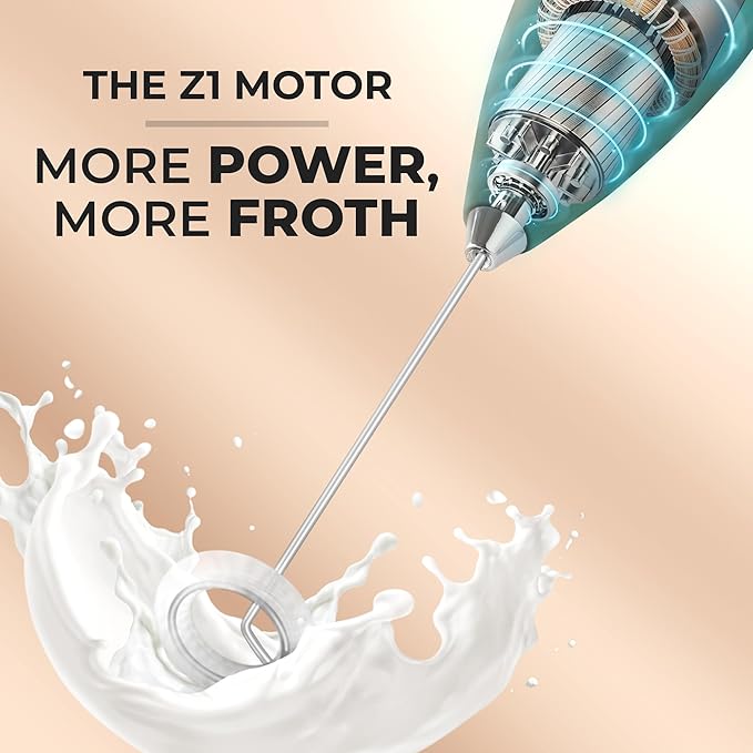 Zulay Kitchen Powerful Milk Frother Wand With 4 AA Duracell Batteries - Ultra Fast Handheld Drink Mixer - Electric Whisk Foam Maker for Coffee, Lattes, Cappuccino, Matcha & Creamer -