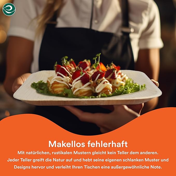 ECO SOUL Compostable 8 Inch Palm Leaf Square Plates (200 Count) Like Bamboo Plates | Biodegradable | Eco-Friendly, Microwave & Oven Safe