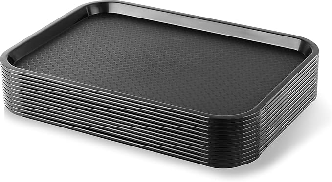 New Star Foodservice 24333 Fast Food Tray, 10.5 x 13.5, Black, Set of 12