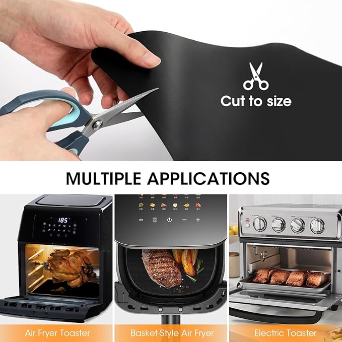 Aieve Air Fryer Liners for Ninja Foodi Air Fryer, 12"X12" Reusable Toaster Oven Liners for Bottom of Oven, Non-Stick Heat Resistant Oven Mat Compitable with Ninja SP101/SP201/SP301/SP351 (4 Pack)