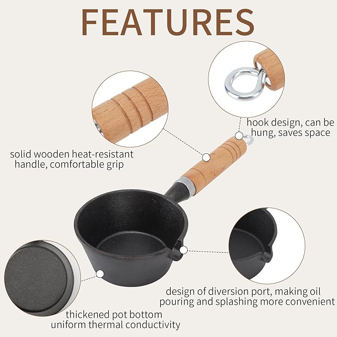 4.3x2.0in Mini Frying Pan, Mini One Egg Frying Pan Cast Iron Omelette Pan Iron Solid Mini Pre Sauce Pan for Indoor Outdoor Cooking
