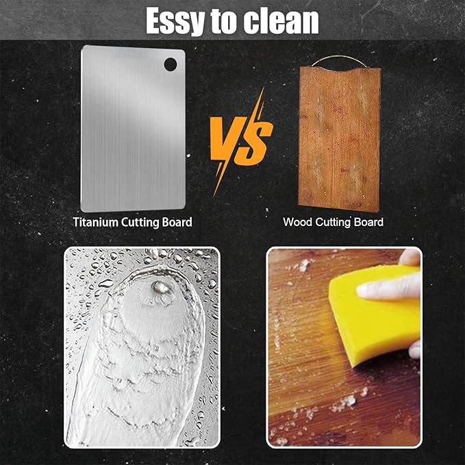 Katuchef Titanium Cutting Board 100% Pure Titanium Cutting Boards for Kitchen Non Toxic, Double-Sided Medical-Grade Hygiene Durable Non Moldy Dishwasher Safe Meat Fruit metal Board (1PC 8x11.5 Inch)
