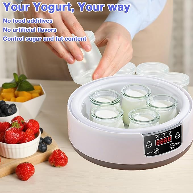 Yogurt Maker 3-in-1 Smart Yogurt Maker Machine with Temperature Control-Probiotic Yogurt, Rice Wine & Natto Fermenter for Healthy Homemade Foods(With 5 Cups)