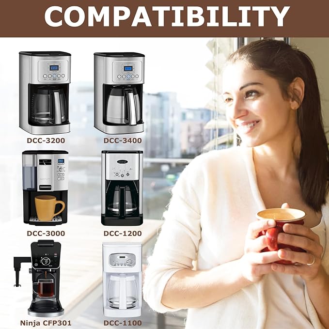 KEEPOW Reusable Coffee Filter Replacement 12-Cup, Compatible with Cuisinart Coffee Makers, Gold Tone Coffee Filter Basket 10-12 Cup