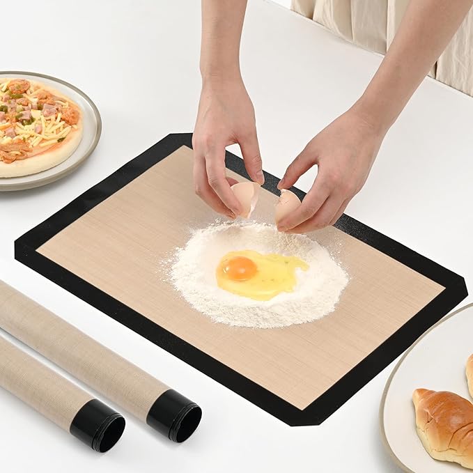 2-Pack Silicone Baking Mats – Non-Stick Reusable Oven Liners for Half Sheet Pans (16.54" x 11.62"), BPA-Free Silicone, Easy to Clean, for Cookies, Roasted Veggies, Pizza & More