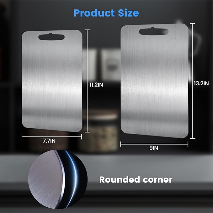 100% Pure Titanium Cutting Boards for Kitchen, Double-Sided Chopping Board for Cutting Meats, Fruits And Vegetables, Food Grade, Easy to Clean (S - 11.2 x 7.7 inch)