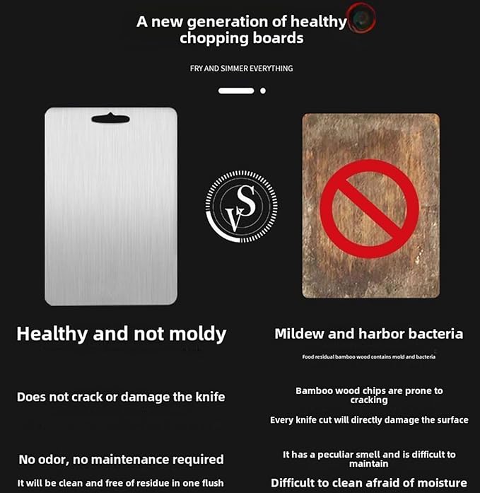 Titanium Cutting Board, New Upgrade Pure Titanium Cutting Boards for Kitchen,Food Grade 316 Stainless Steel Cutting Board,Double sided Dishwasher Safe 12 * 8inch