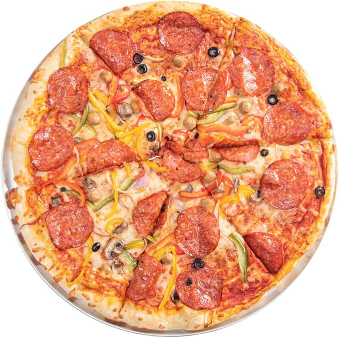 Restaurantware Met Lux 18 Inch Commercial Pizza Pan 1 Coupe Style Pizza Cooking Tray - Heavy-Duty 18-Gauge Aluminum Round Baking Tray Oven-Baking For Pizzas & More