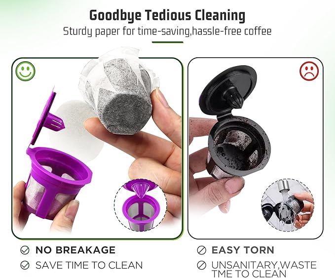 VIVI SKY K cup Coffee Paper Filters with Lid Disposable for Keurig, Fits All Keurig Single Serve Filter Brands (White with Lid, 300)