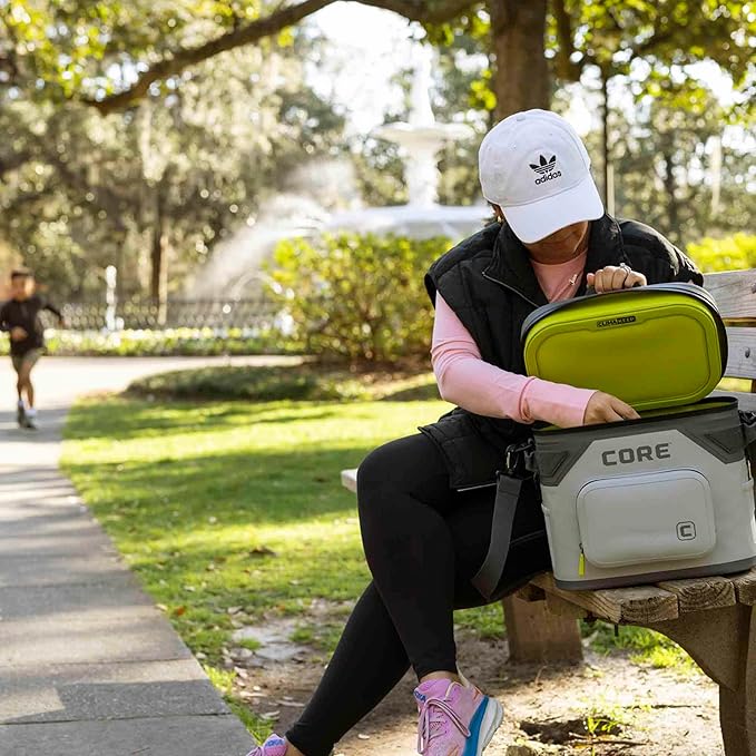 CORE Magnetic Leak Proof Soft Cooler with Waterproof Zipper | Insulated Bag Portable Ice Chest Box | Best Soft Cooler for Food & Beverages for Tailgating, Car Camping, Travel, and Family Beach Picnics