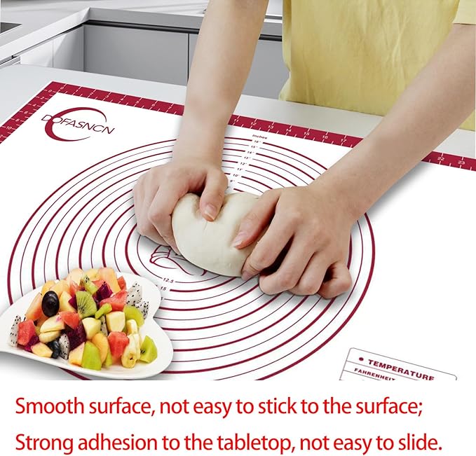 Large Silicone Pastry Mat for Rolling Dough Non Slip Non Stick Silicone Mats for Kitchen Counter 28x20"Red