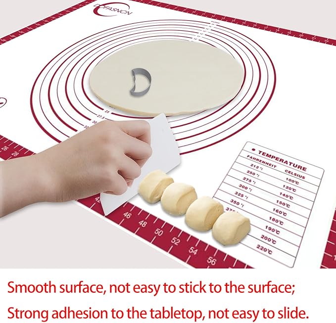 32x24" Silicone Pastry Mat for Rolling Dough Non Slip Non Stick Silicone Mats for Kitchen Counter Red