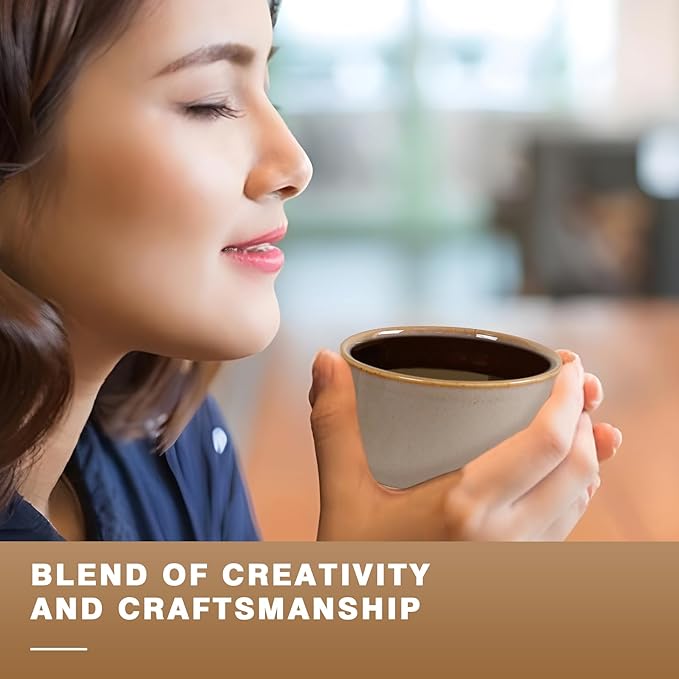 Ceramic Espresso Cups Set of 4, 5oz Espresso Coffee Mugs, Special Glazed Demitasse Cups Expresso Coffee Cup for Espresso Machine